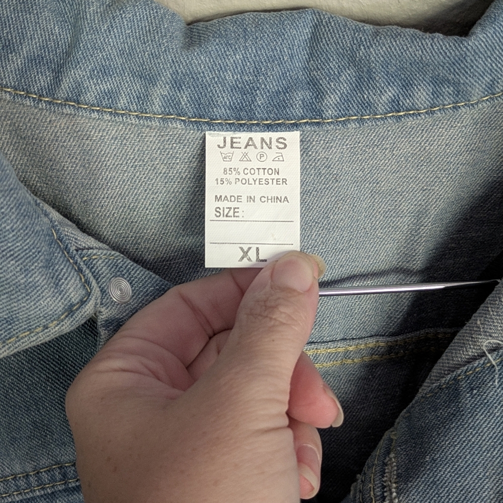 Denim Short Sleeve Jumpsuit Romper XL - Picture 5 of 5
